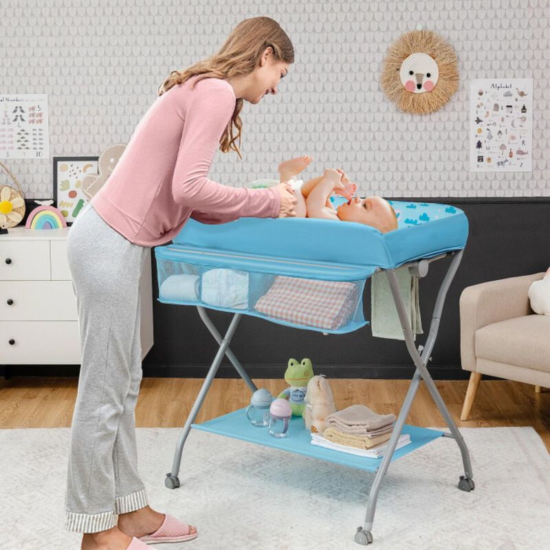 Hivvago Baby Changing Table with Safety Belt and 4-side Defence