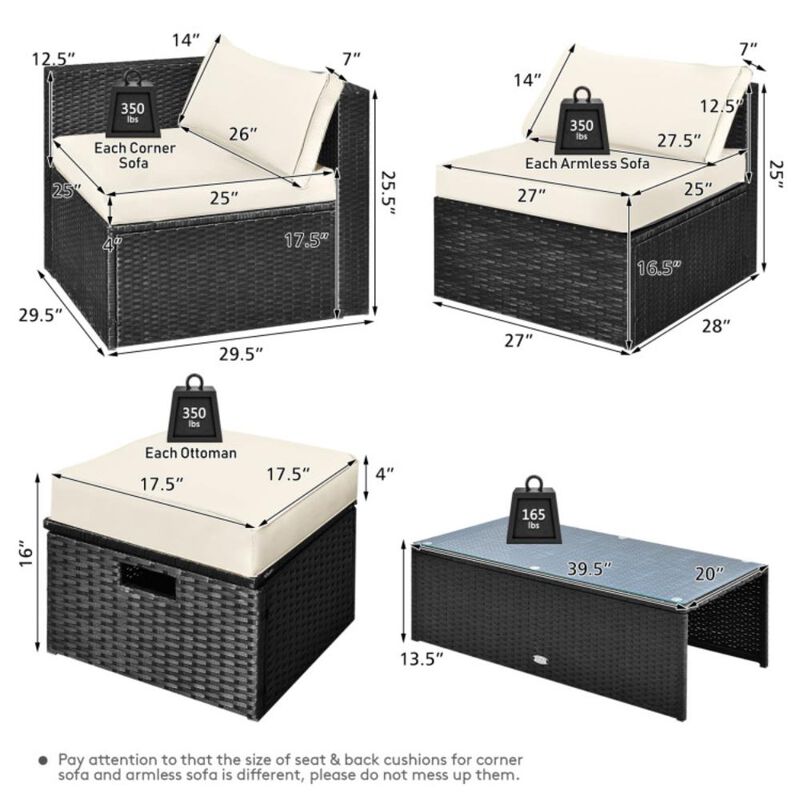 Hivvago 8 Pieces Patio Furniture Set with Storage Box and Waterproof Cover