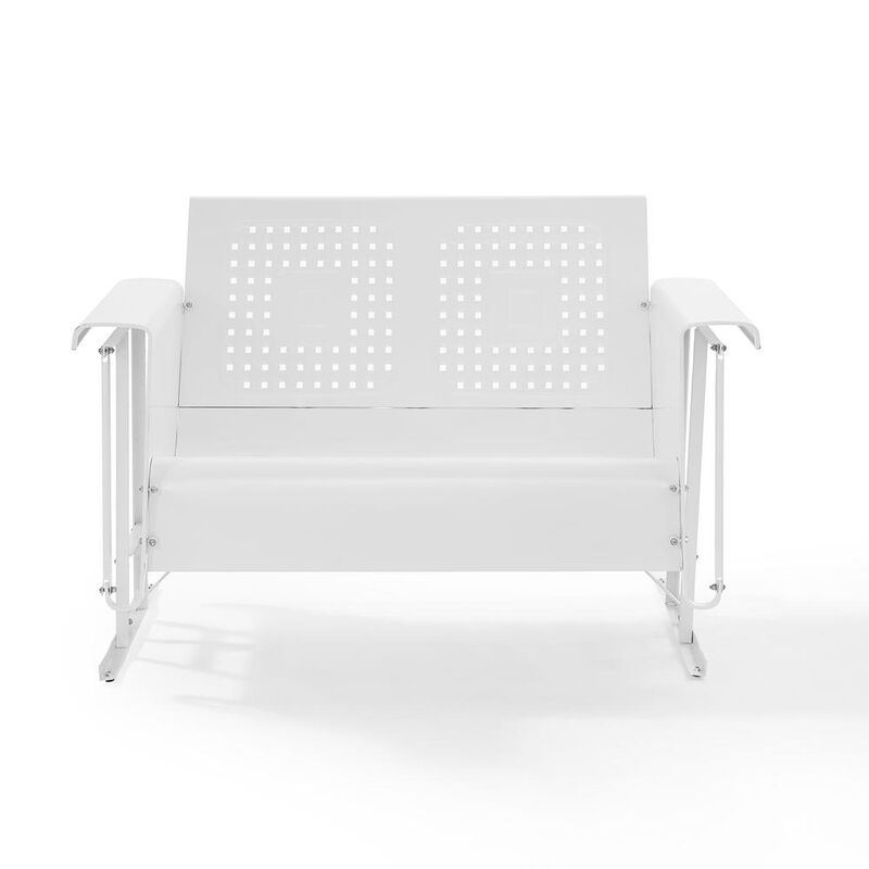 Crosley Furniture Bates Outdoor Metal Loveseat Glider White