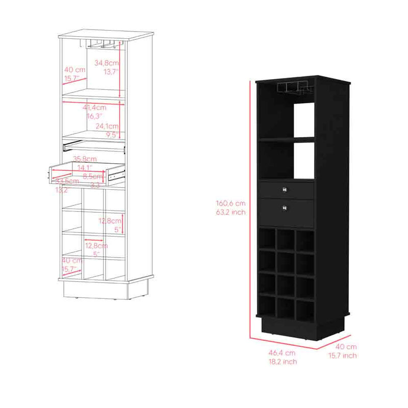 Bar Cabinet Bureck, Living Room, Black