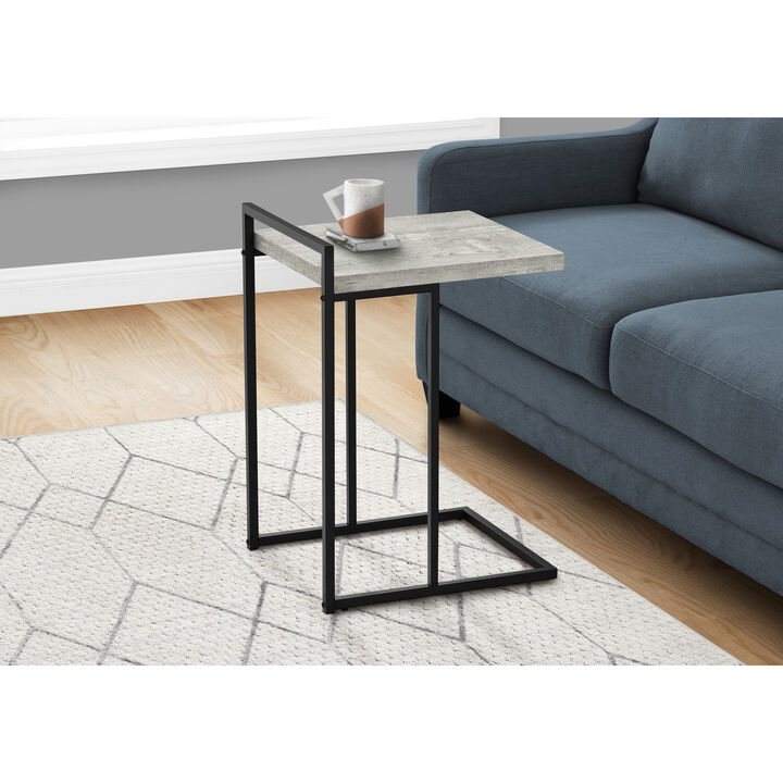 Monarch Specialties I 3631 Accent Table, C-shaped, End, Side, Snack, Living Room, Bedroom, Metal, Laminate, Grey, Black, Contemporary, Modern