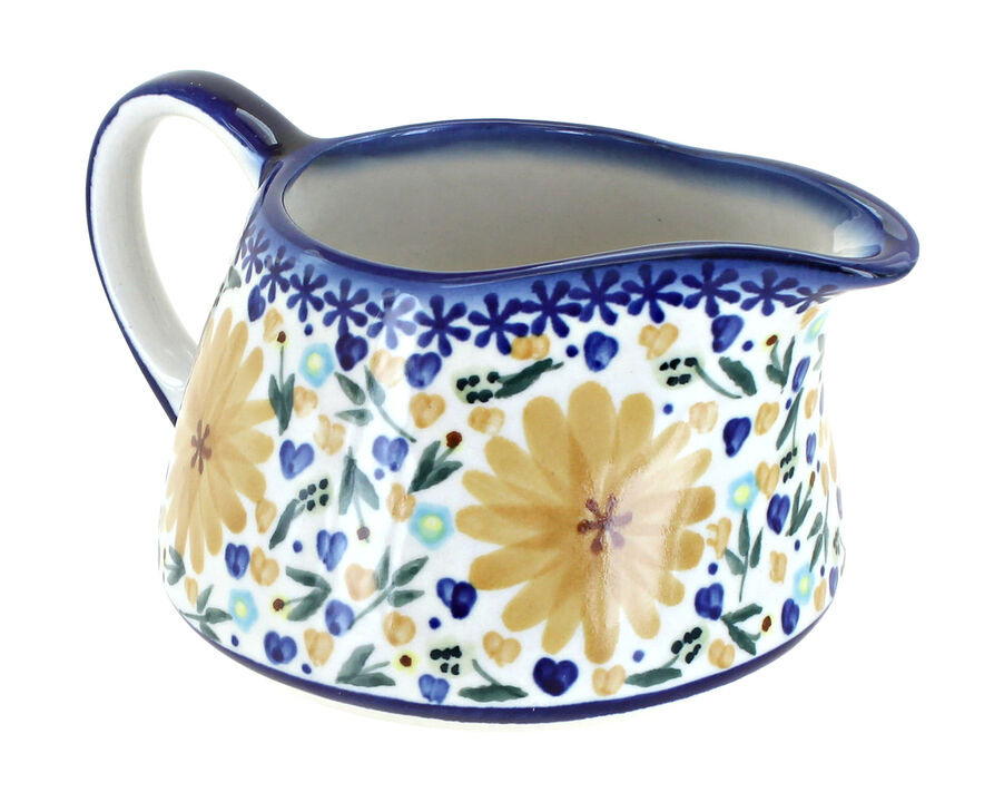 Blue Rose Polish Pottery Yellow Daisy Gravy Boat