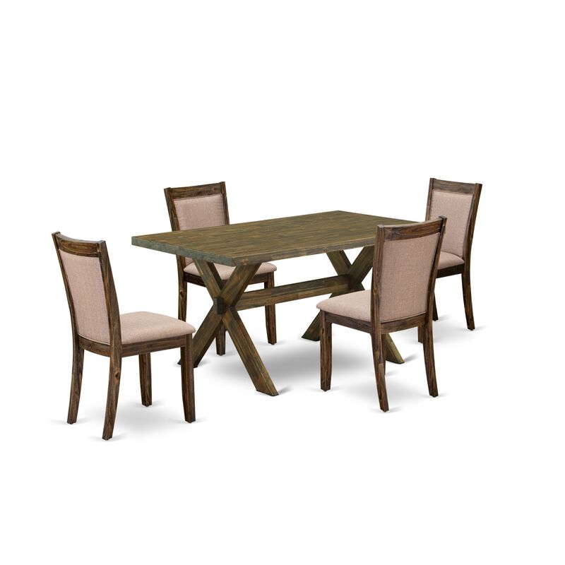 East West Furniture X776MZ716-5 5Pc Dinette Set - Rectangular Table and 4 Parson Chairs - Multi-Color Color