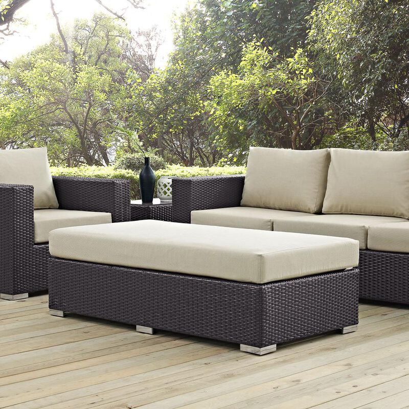 Modway Convene Outdoor Patio Fabric Rectangle Ottoman