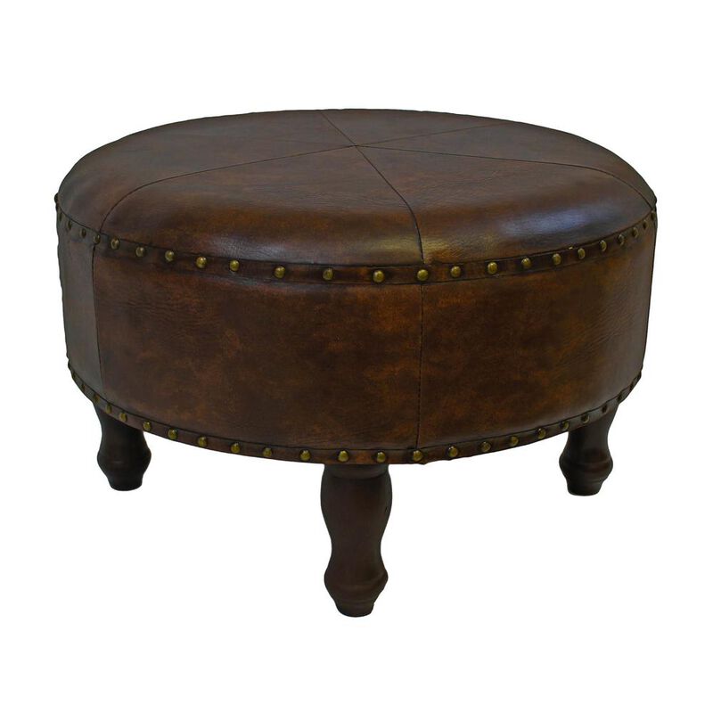 Large Round Faux Leather Stool