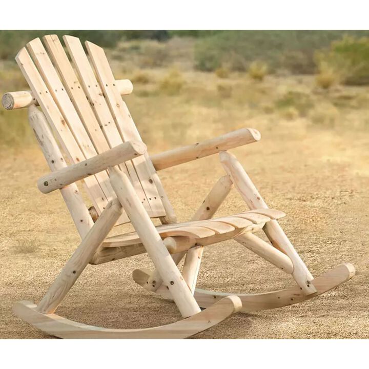 Hivvago Outdoor Wooden Log Rocking Chair - Adirondack Style