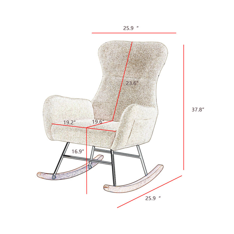 off white velvet rocking chair