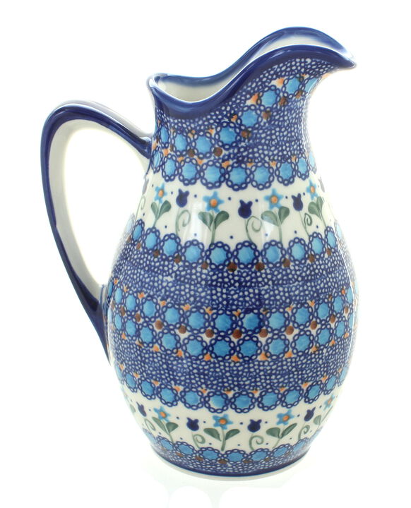 Blue Rose Polish Pottery Butterfly Pitcher