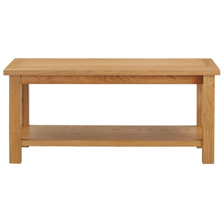 vidaXL Coffee Table 35.4"x17.7"x15.7" Solid Oak Wood