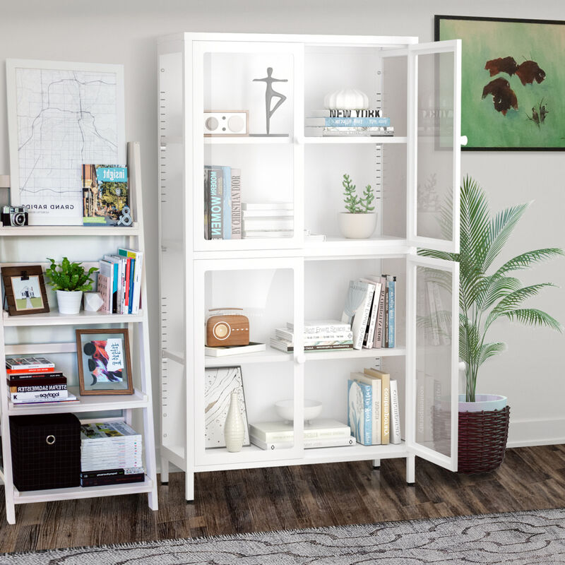 White Steel Storage Cabinet with Adjustable Shelves