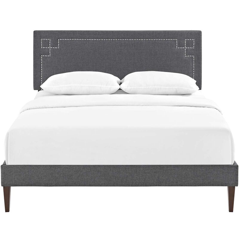 Modway - Ruthie Queen Fabric Platform Bed with Squared Tapered Legs Gray