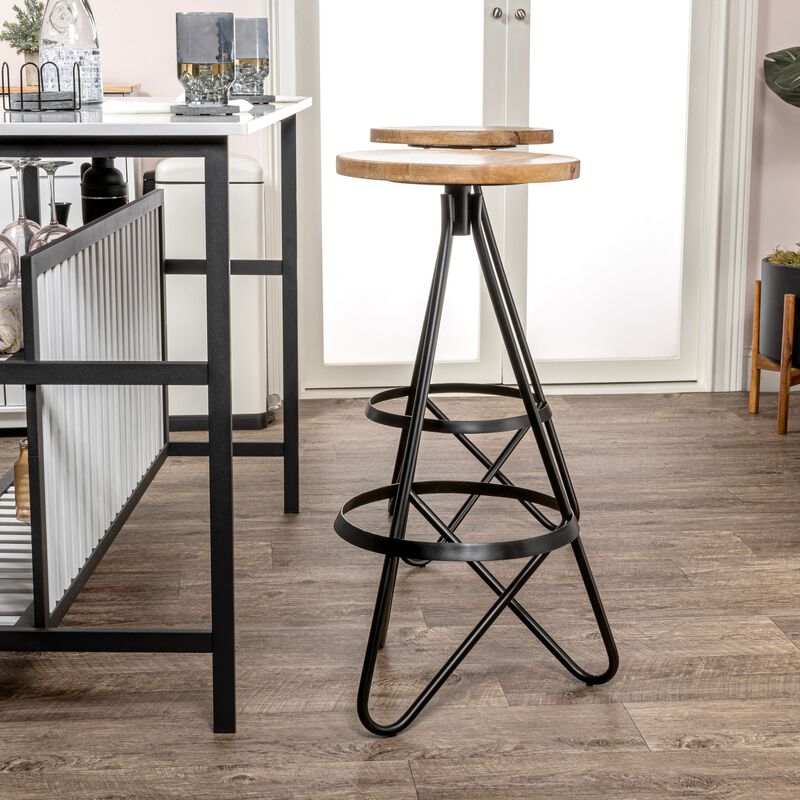 Spiroa 30" Modern Industrial Metal Backless Circular Bar Stool