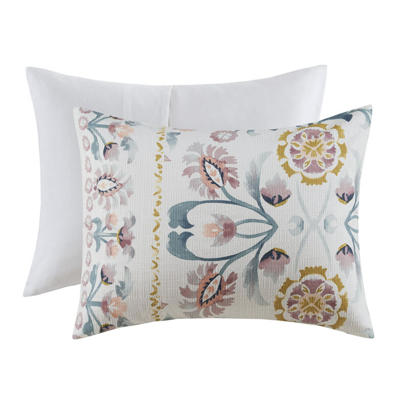 Gracie Mills Swanson Large Medallion Floral 4 Piece Comforter Set with Decorative Pillow