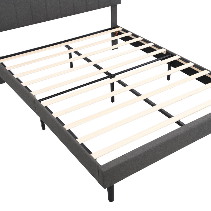 Merax Upholstered Platform Bed with Storage Headboard