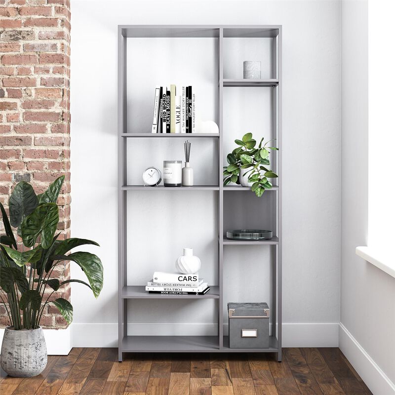 Mission District Metal Bookcase Room Divider, Graphite