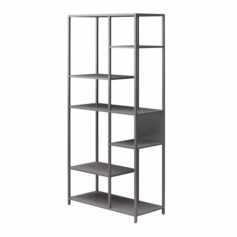 Mission District Metal Bookcase Room Divider, Graphite