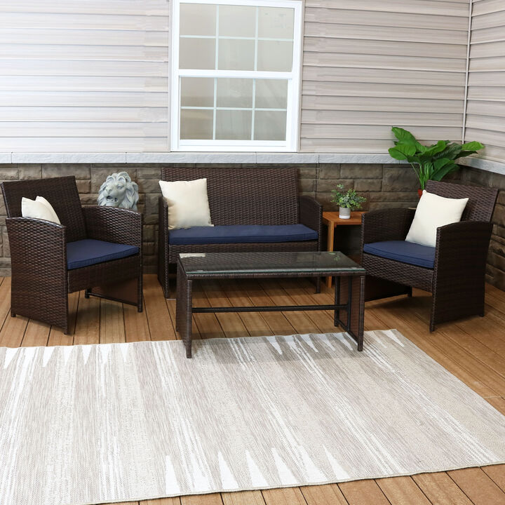 Sunnydaze Ardfield Rattan 4-Piece Patio Furniture Set