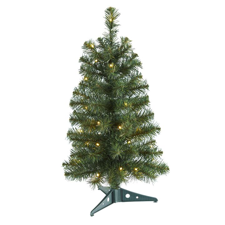 Nearly Natural Green Artificial Christmas Tree with LED Lights and Bendable Braches