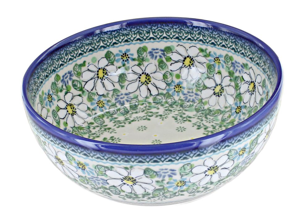 Blue Rose Polish Pottery Summer Picnic Small Serving Bowl