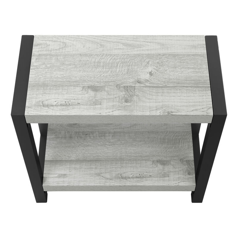 Monarch Specialties I 2082 Accent Table, Side, End, Narrow, Small, 2 Tier, Living Room, Bedroom, Metal, Laminate, Grey, Black, Contemporary, Modern