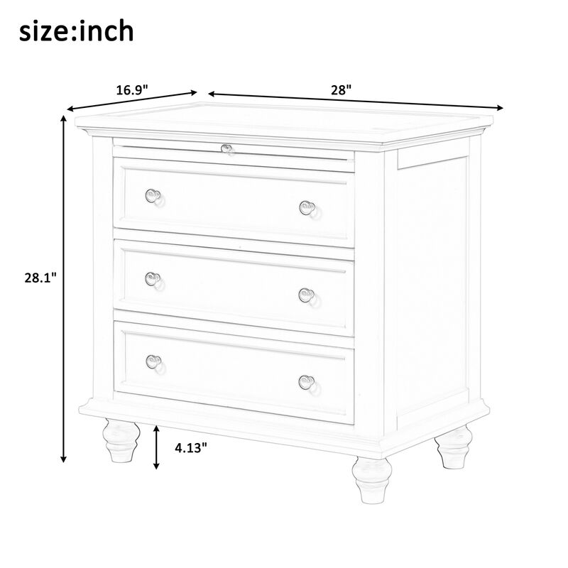 U_STYLE 3-Drawer Storage Wood Cabinet, End Table with Pull out Tray (As Same As WF199155AAK)