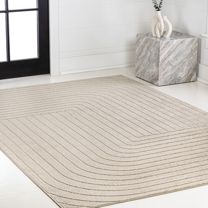 Odense High-Low Minimalist Angle Geometric Beige/Cream 4 ft. x 6 ft. Indoor/Outdoor Area Rug