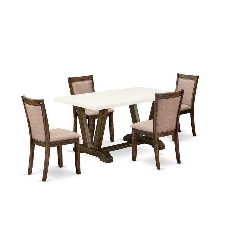 East West Furniture V726MZ716-5 5Pc Dining Set - Rectangular Table and 4 Parson Chairs - Multi-Color Color