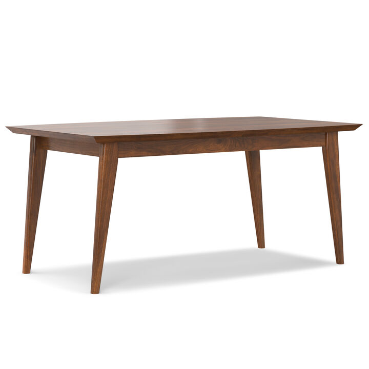 Draper 66-84 inch x 40 inch Rectangle Mid Century Modern Extendable Dining Table in Walnut Veneer