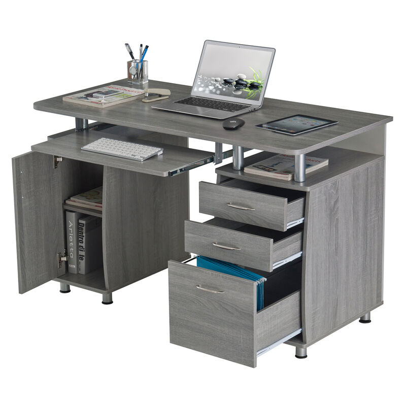 Complete Workstation Computer Desk with Storage, Grey