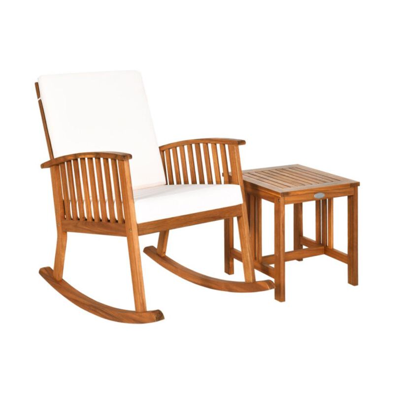 Hivvago 2 Pieces Acacia Wood Patio Rocking Chair Table Set