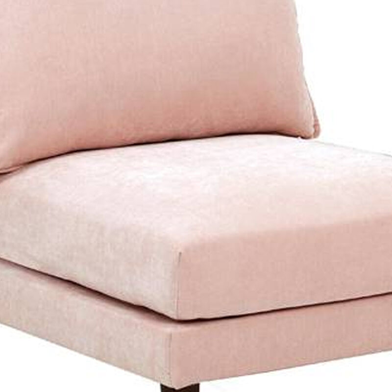 Rio 33 Inch Modular Armless Sofa Chair, Lumbar Cushion, Blush Pink - Benzara
