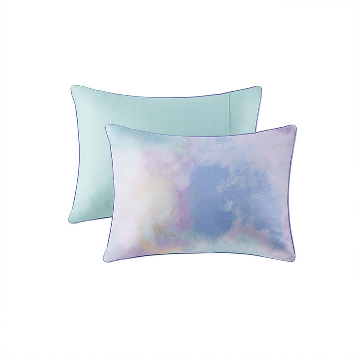 Gracie Mills Orion Dreamscape Watercolor Tie Dye Comforter Set with Cozy Throw Pillow