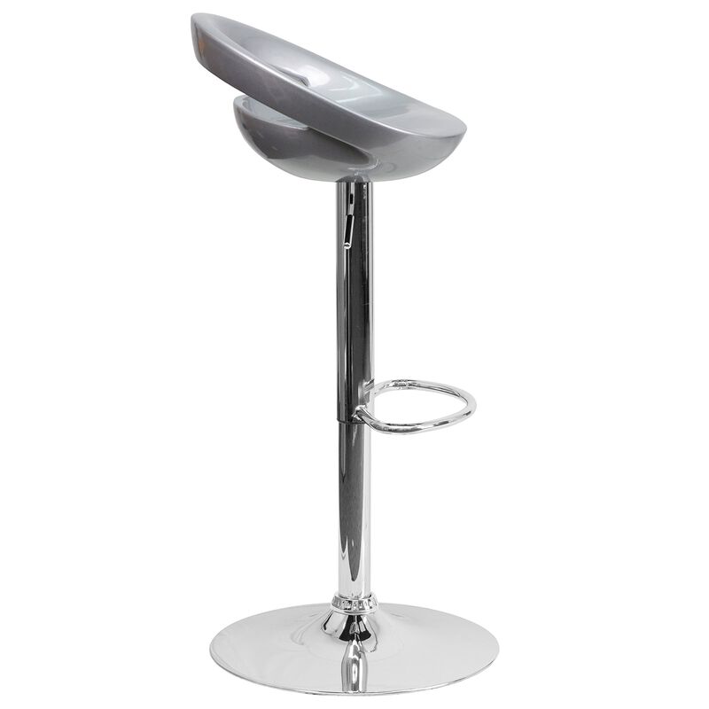 Flash Furniture Plastic Adjustable Height Barstool, Set of 1, Silver