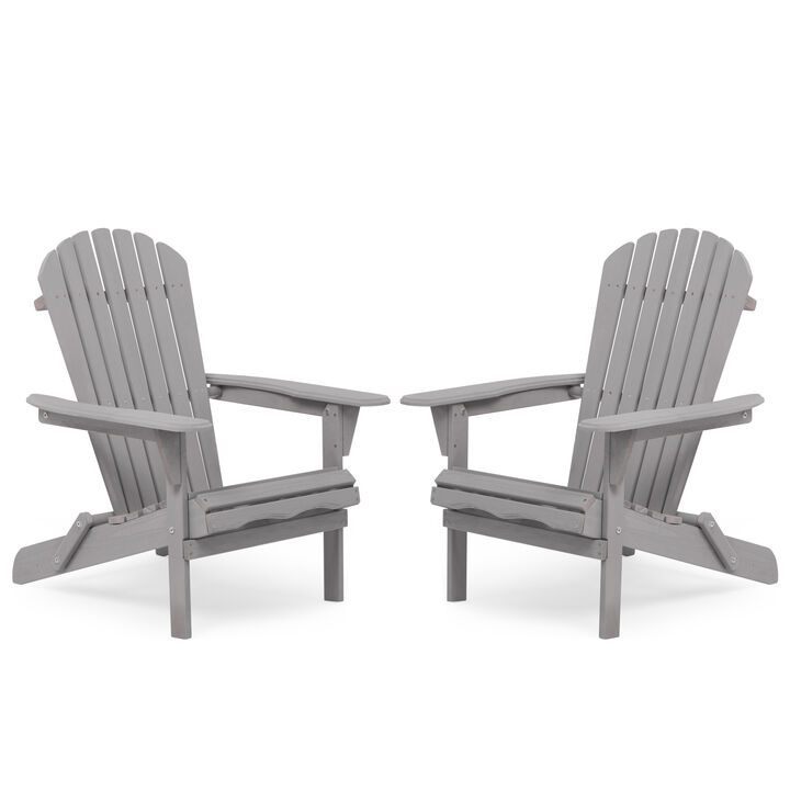 Wood Lounge Patio Chair For Garden Outdoor Wooden Folding Adirondack Chair Set Of 2