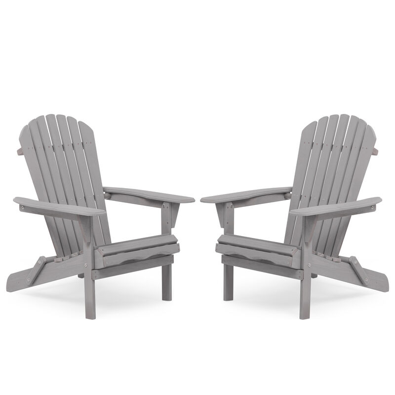 Wood Lounge Patio Chair For Garden Outdoor Wooden Folding Adirondack Chair Set Of 2