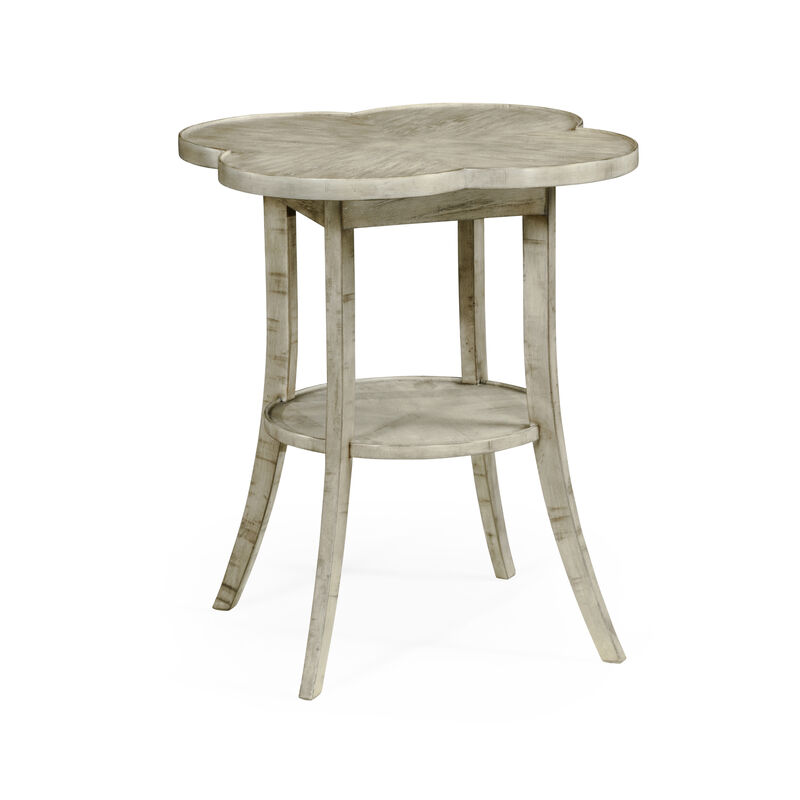 Rustic Grey Quatrefoil Accent Table