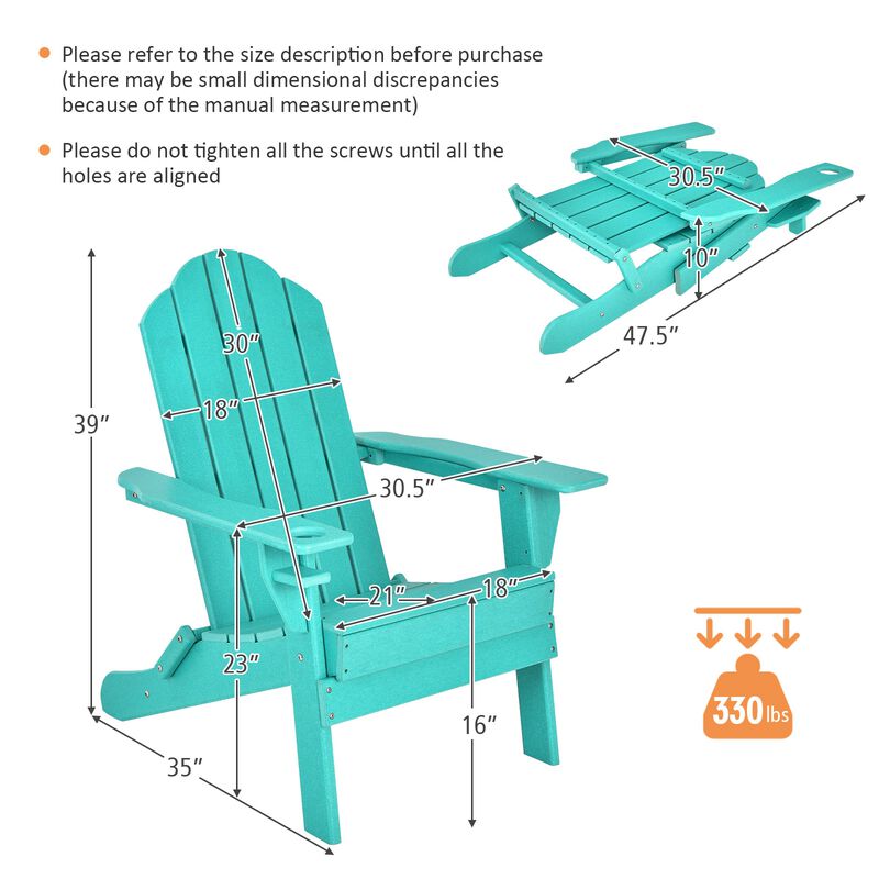 Foldable Weather Resistant Patio Chair with Built-in Cup Holder