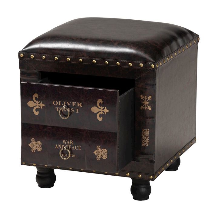 Leather Upholstered Wood Storage Ottoman