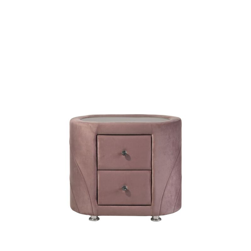 Salonia Nightstand, Pink Velvet