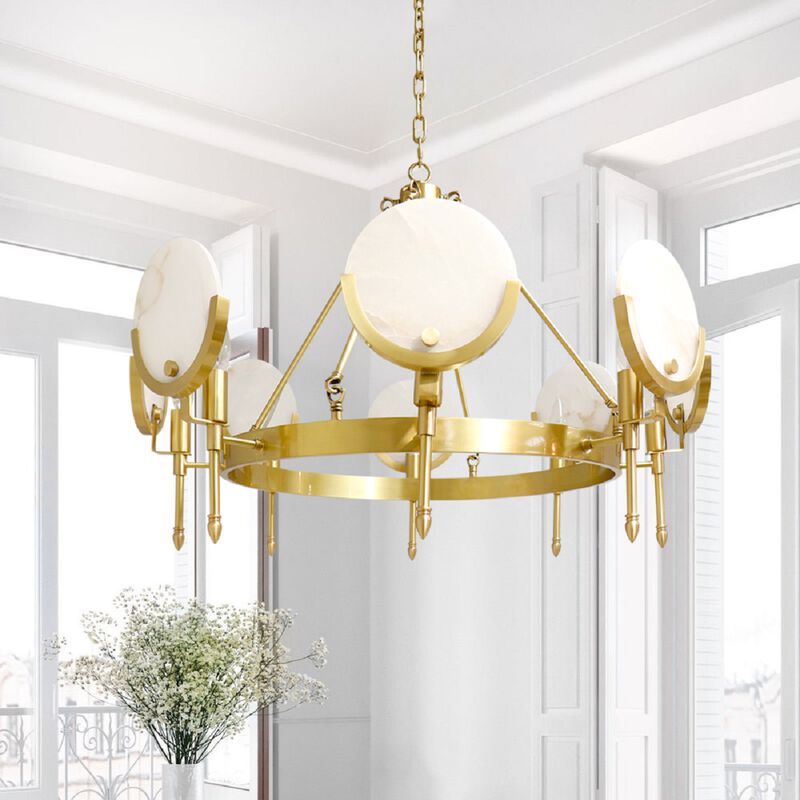 Pasargad Home Vendome Glass & Steel Chandelier Light, Gold