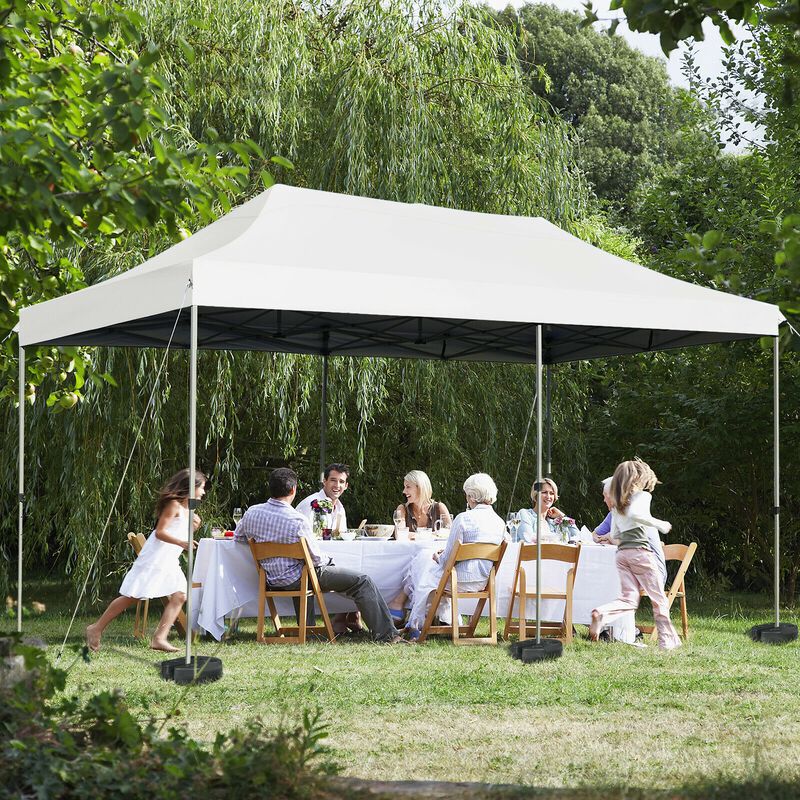 Outdoor Manual Retractable Awning Cover Shelter Patio Sun Shade-Beige