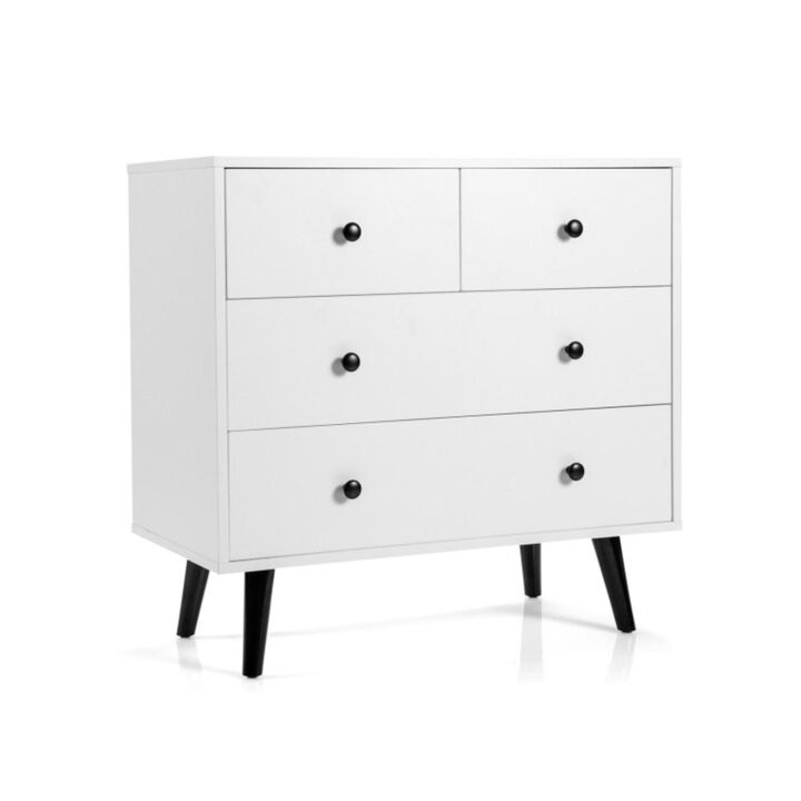 Hivvago 4 Drawers Dresser Chest of Drawers Free Standing Sideboard Cabinet-White