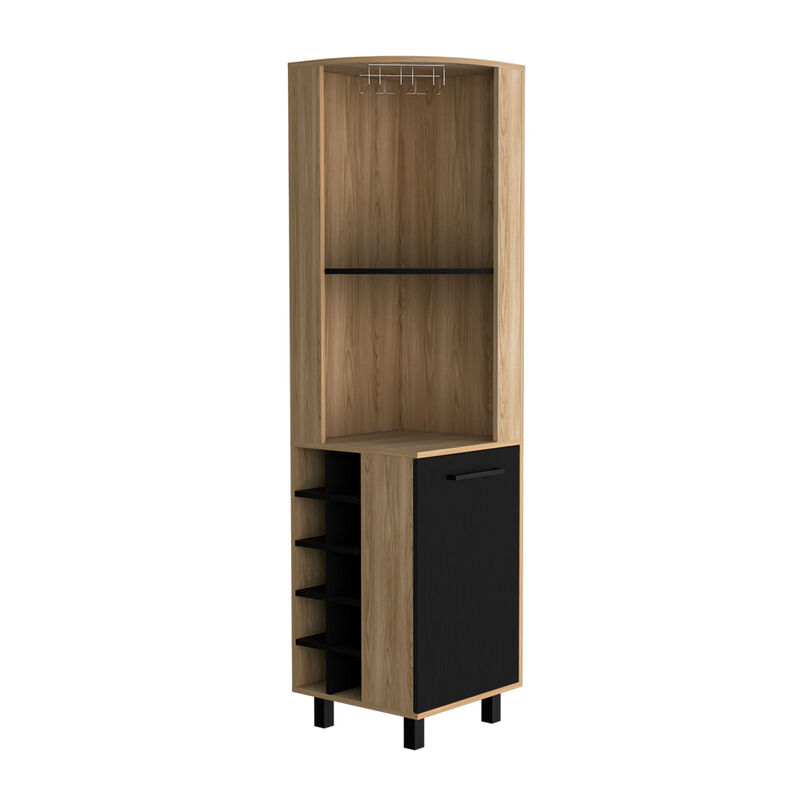 Corner Bar Cabinet Cleveland, Living Room, Natural Oak / Black