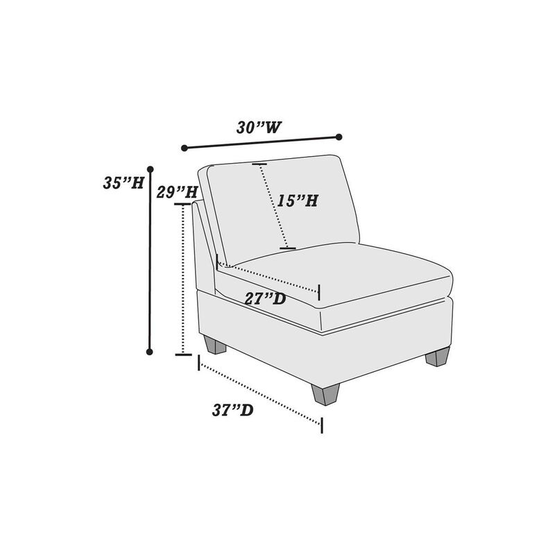 Contemporary 1 Piece Armless Chair Tan Color Chenille Fabric Modular Corner Wedge Sofa