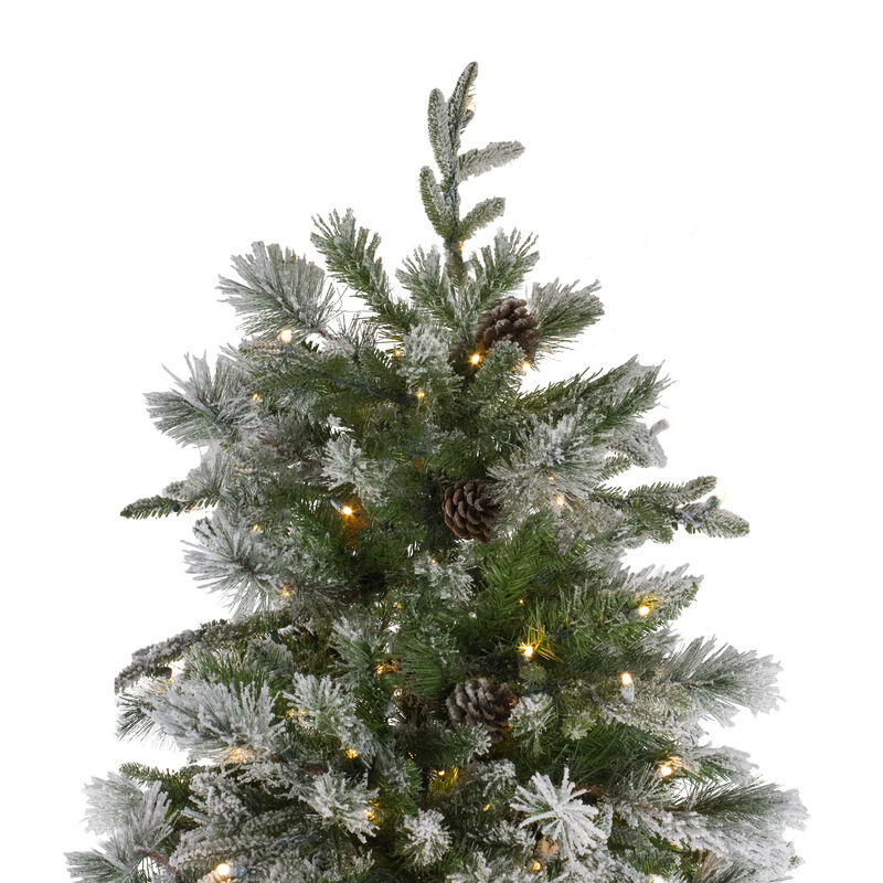 7.5' Pre-Lit Flocked Rosemary Emerald Angel Pine Artificial Christmas Tree - Clear LED Lights