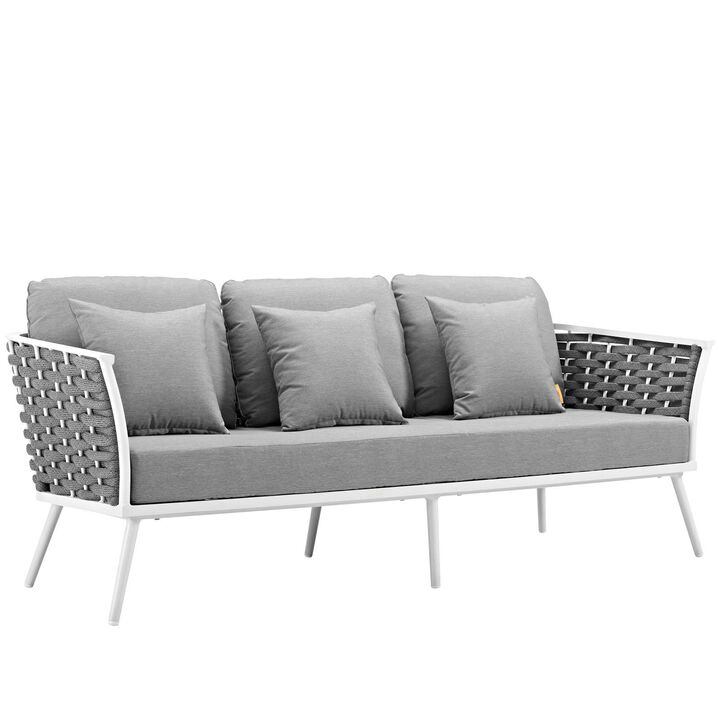 Stance 5 Piece Outdoor Patio Aluminum Sectional Sofa Set - White Gray