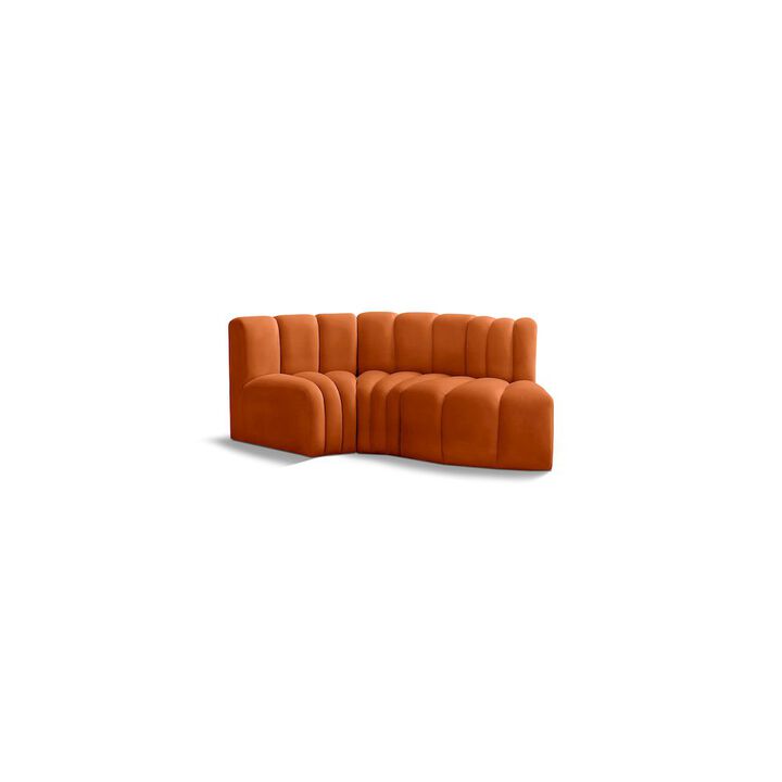 Meridian Furniture Arc Cognac Velvet Modular Sofa