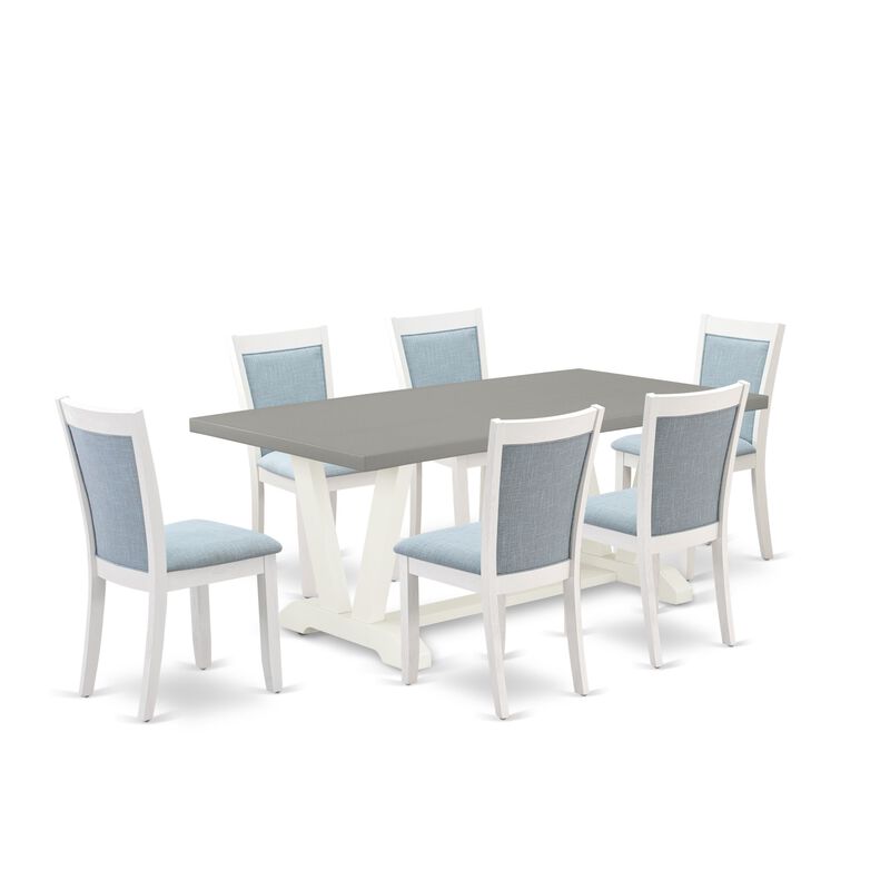 East West Furniture V097MZ015-7 7Pc Kitchen Set - Rectangular Table and 6 Parson Chairs - Multi-Color Color