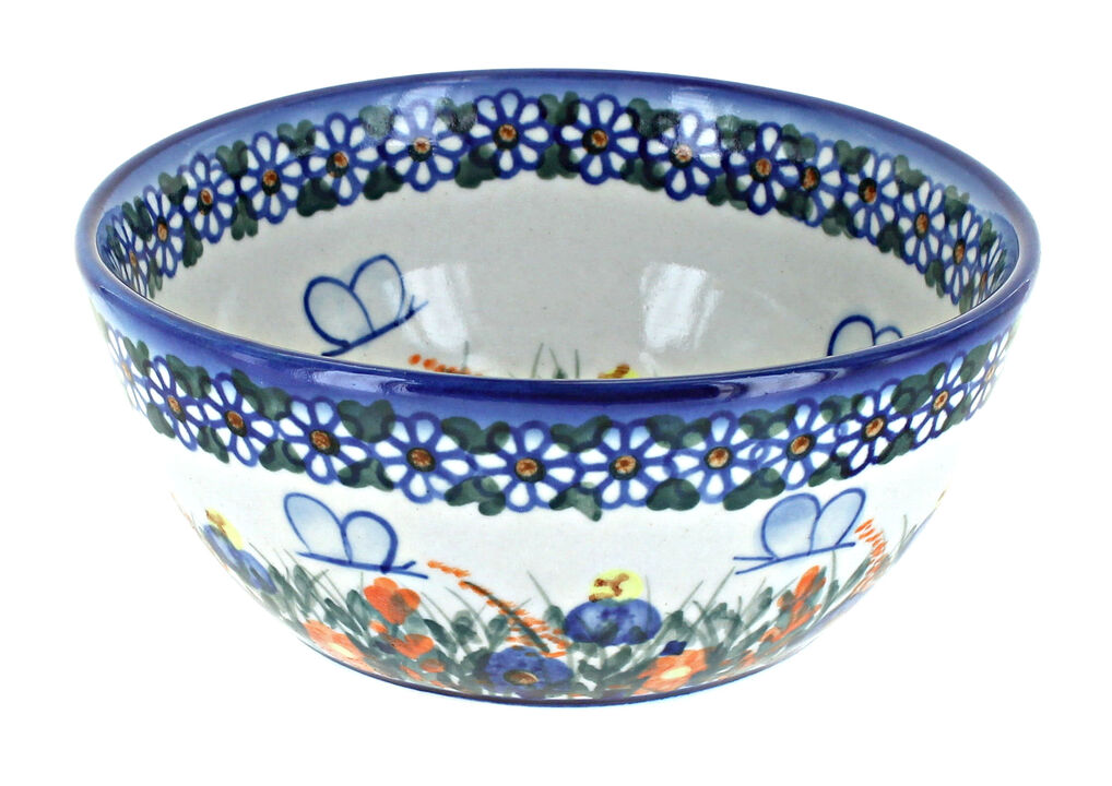 Blue Rose Polish Pottery Yellow Daisy Cereal/Soup Bowl