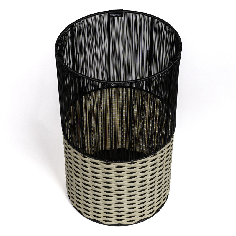 Harper Modern 4.13-Gallon 2-Tone Faux Wicker Cylinder Waste Basket, White/Blue